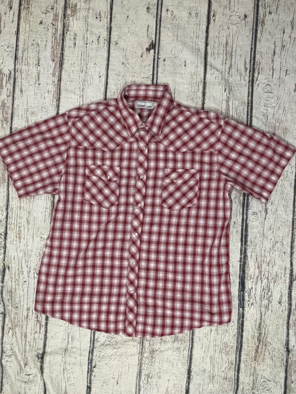 Wrangler Rancher Shirt Pearl Snap Cowboy Rockabilly Rodeo Plaid Mens Top